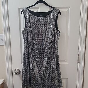 White House Black Market Elegant Silver And Blue Sequin Women's Dress